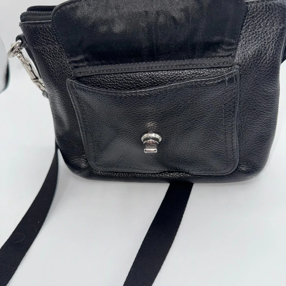 Vintage Coach‎ Women's Swingpack Crossbody Bag S Black Turn Lock Pebbled Leather